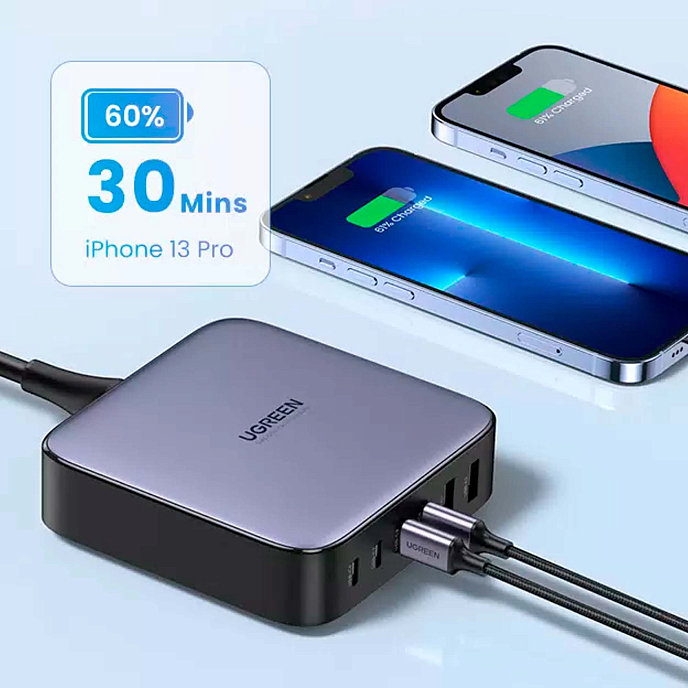 Сетевое зарядное устройство Ugreen CD271 Nexode 200W USB-A - USB-C Grey - рис.5