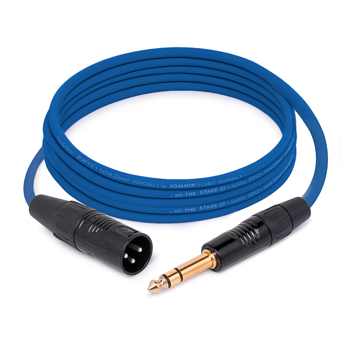Кабель HeadMade Pro XLR-M - 6.3mm stereo Blue 3m - рис.0