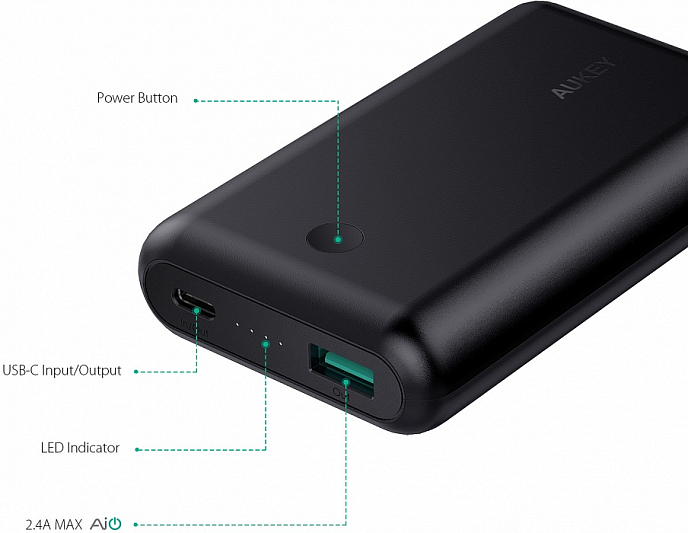 Внешний аккумулятор Aukey Force Series USB-C PB-BY10 10050 mAh - рис.1