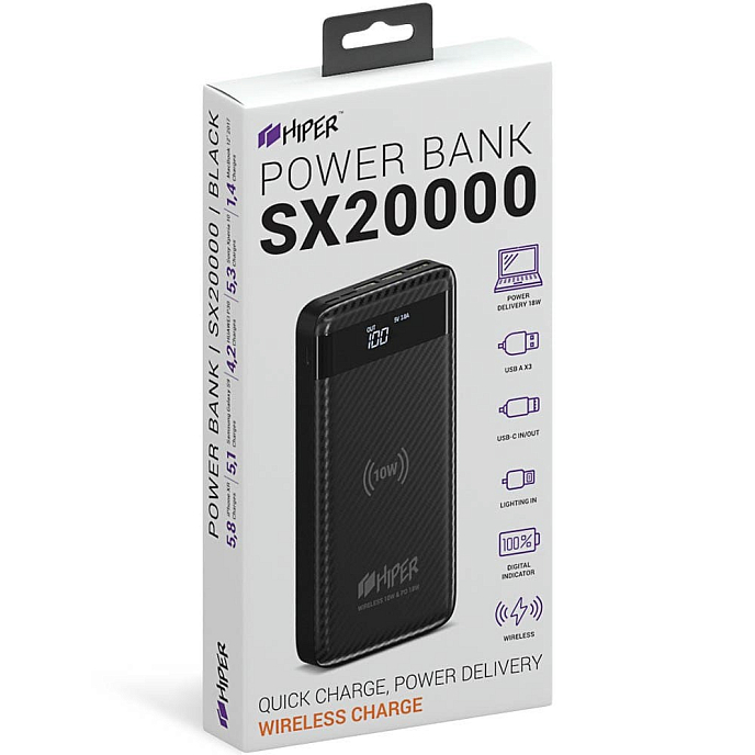 Внешний аккумулятор Hiper Wireless Power Bank SX20000 Black - рис.3