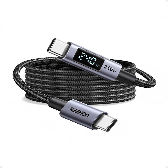 Кабель Ugreen L530 USB-C to USB-C PD 240W Grey Cosmos 2m - рис.1