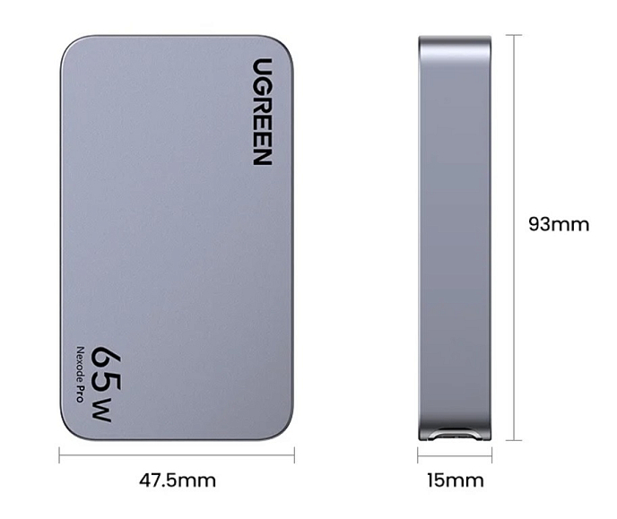 Сетевое зарядное устройство Ugreen X753 (25356) Nexode Pro 65W Ultra Slim USB-A + 2USB-C Grey - рис.1