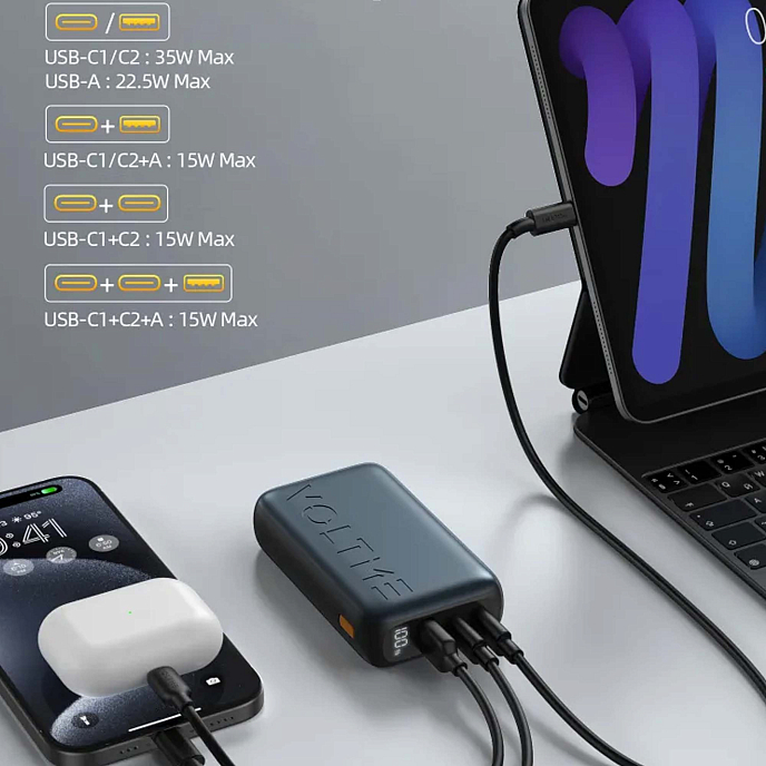 Портативный аккумулятор VOLTME Hypercore 10K HP10U Dark Grey Metallic - рис.4