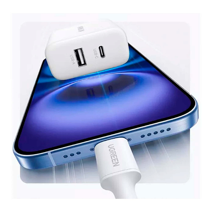Сетевое зарядное устройство Ugreen X227 USB-A - USB-C 20W White - рис.2