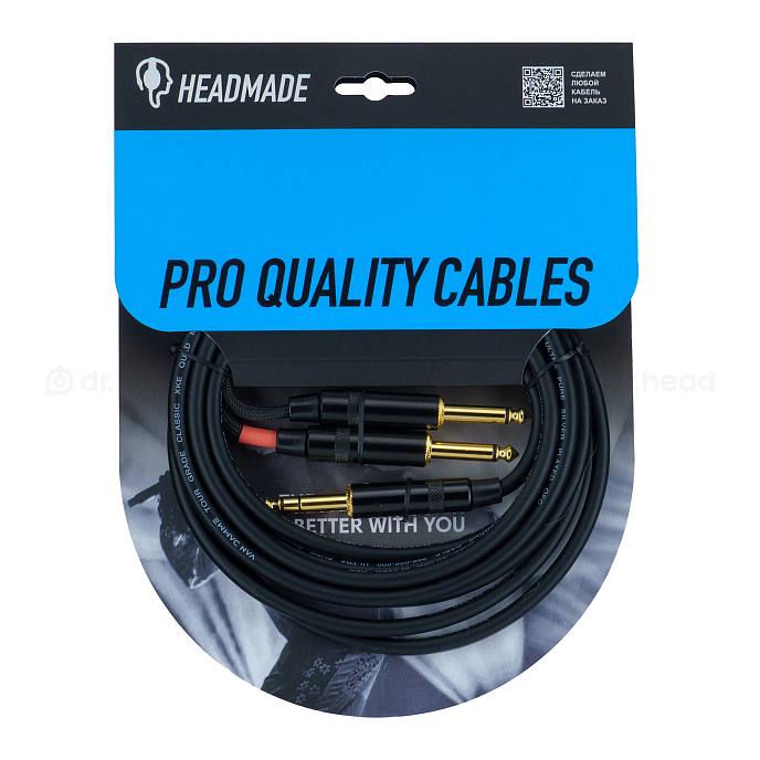 Кабель HeadMade Pro 6.3mm - 2x6.3mm Black 3m - рис.0