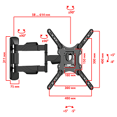 Кронштейн для монитора Uniteki FML40 Black