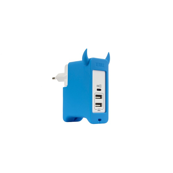 Сетевое зарядное устройство Momax U.Bull 3-port USB Charger 5.4A/28W Blue - рис.0