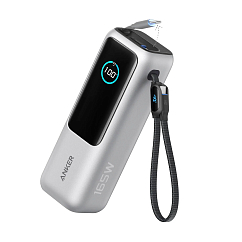 Внешний аккумулятор Anker Power Bank 25K mAh 165W (Built-In and Retractable USB-C Cable) Silver