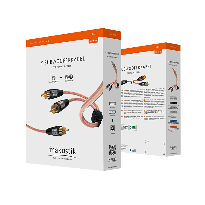 Кабель Inakustik Star Audio Cable Y-Sub RCA-2RCA Transparent 3m - рис.1