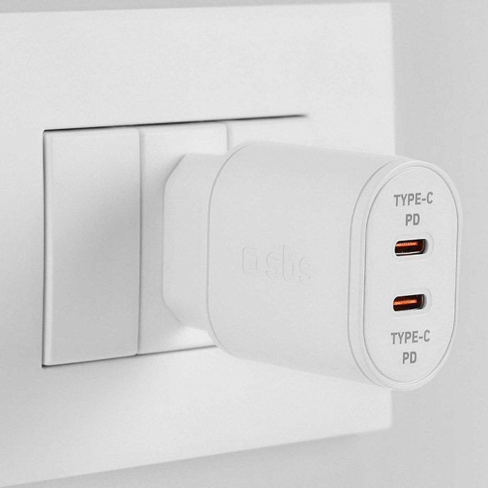 Сетевое зарядное устройство SBS 20W 2xUSB-C White - рис.1