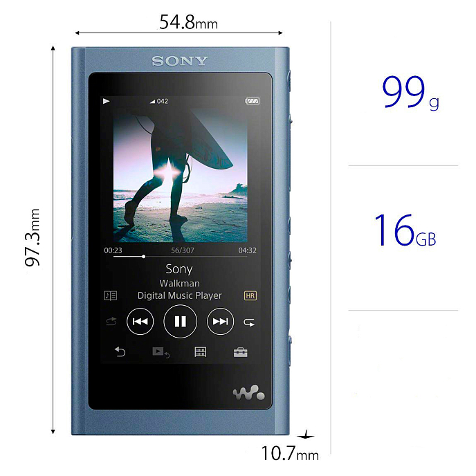 Плеер Sony NW-A55 16Gb Blue - рис.3