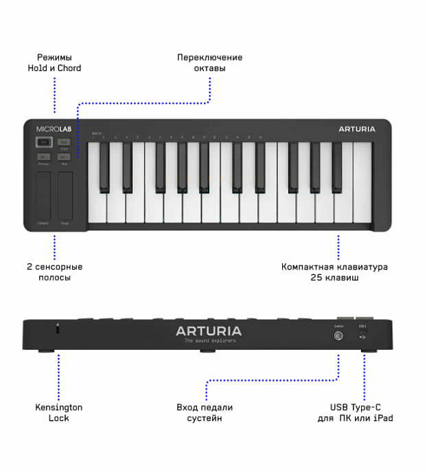 MIDI-клавиатура Arturia MicroLab 3 Black - рис.5