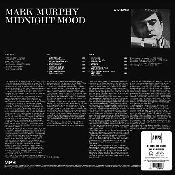 Виниловая пластинка Mark Murphy - Midnight Mood LP - рис.1