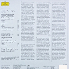 Виниловая пластинка Carlo Maria Giulini, Mussorgsky: Pictures At An Exhibition/ Prokofiev: Symphony No.1 (Analogue, Original Source) LP