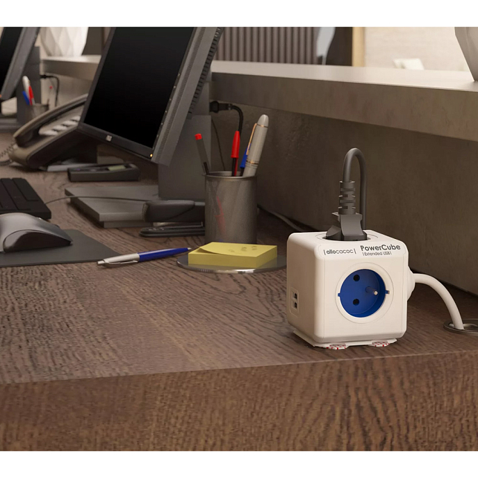 Сетевой фильтр Allocacoc Extended USB Blue 1.5m - рис.1