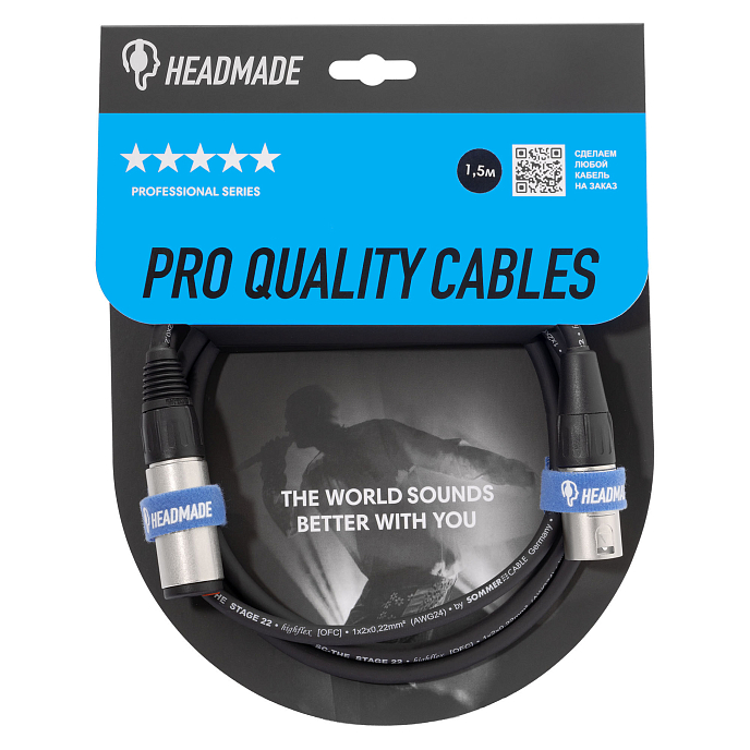 Кабель HeadMade Pro XLR-M - 6.3-f 1.5m - рис.1