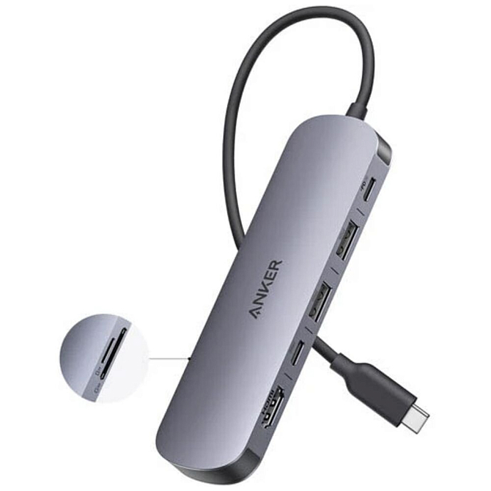 USB HUB Anker Nano USB-C Hub (7-in-1 4K HDMI) Grey - рис.1