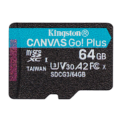 Карта памяти Kingston Canvas Go! Plus 64 Gb A2, V30, UHS-I Class 3 (U3), Class 10
