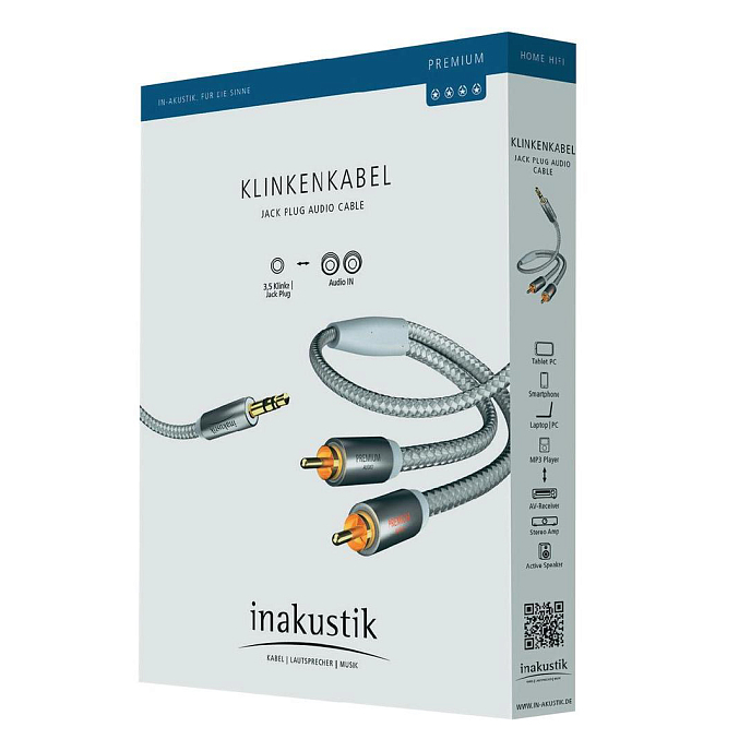 Кабель Inakustik Premium MP3 Audio Cable 3.5 Phone 2RCA 3м - рис.1
