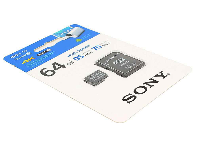 Карта памяти Sony MicroSD UHS-I U3 64Gb (SR64UX2AT) + Adapter - рис.1