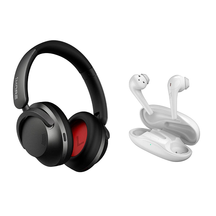 Беспроводные наушники 1MORE SonoFlow Black + 1MORE ComfoBuds 2 White - рис.0