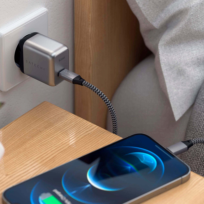 Сетевое зарядное устройство Satechi 20W USB-C PD Grey Cosmos - рис.4