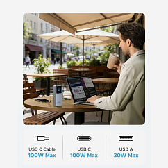 Внешний аккумулятор Ugreen PB728 200W 25000mAh 2USB-C Grey