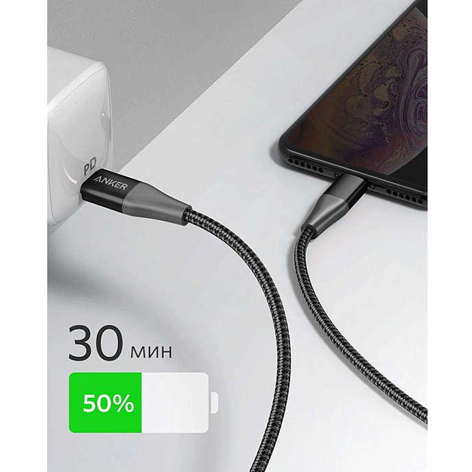 Кабель Anker PowerLine+ II USB-C - Lightning Black 1.8m - рис.1