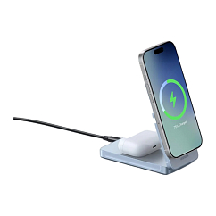 Беспроводная зарядная панель Ugreen W756 MagFlow 25W Magnetic Qi2.2 Wireless 2-in-1 Charger Silver
