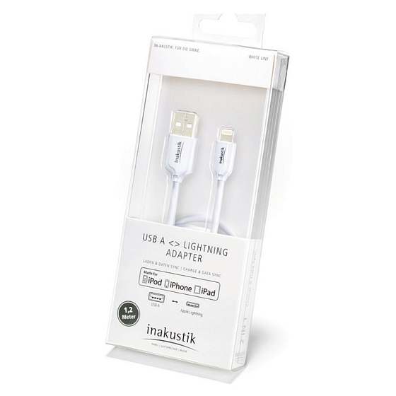 Кабель Inakustik White Apple Lighting - USB A 1.2m - рис.0