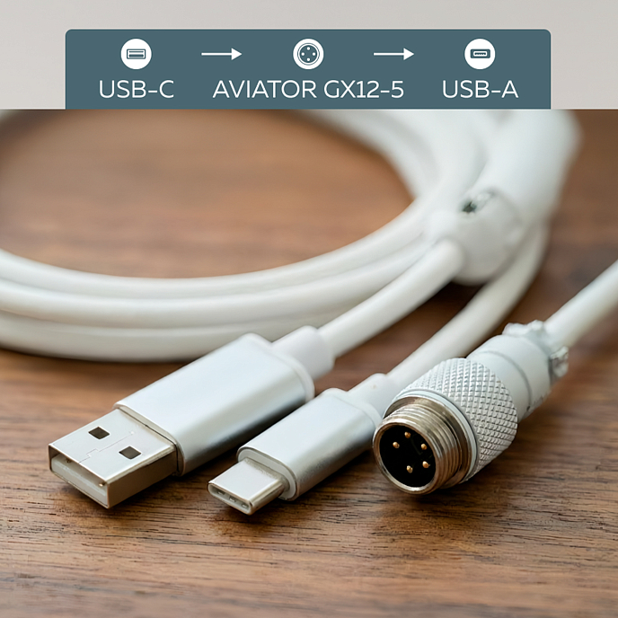 Кабель Cidoo Mechanical Keyboard USB-C Cable White - рис.2