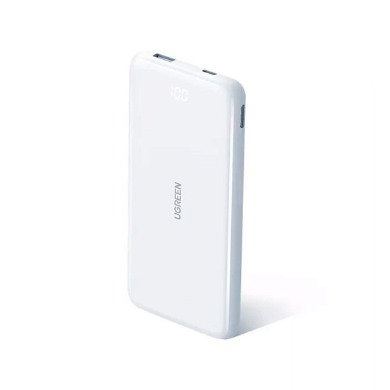 Внешний аккумулятор Ugreen PB200 10000mAh Ultra Slim Quick Charging 20W Power Bank White - рис.0
