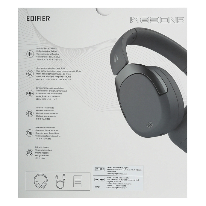 Беспроводные наушники Edifier W830NB Gray - рис.6