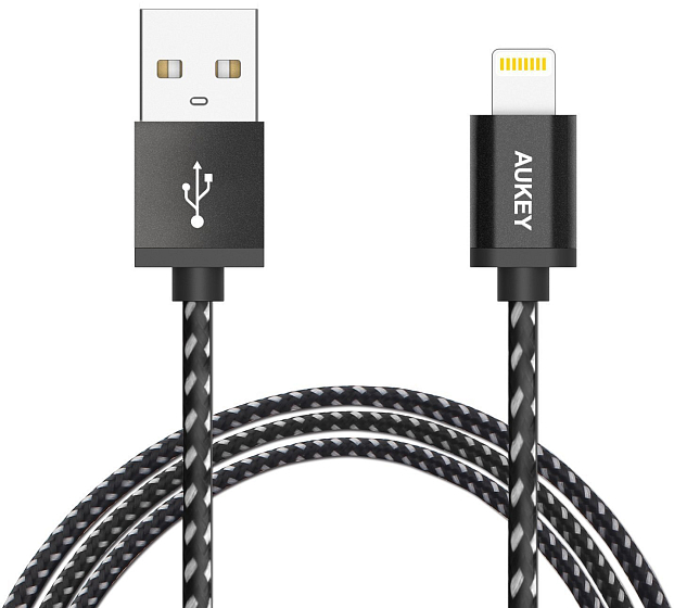 Кабель Aukey USB to Lightning Textile Cable 1.2m Black - рис.0