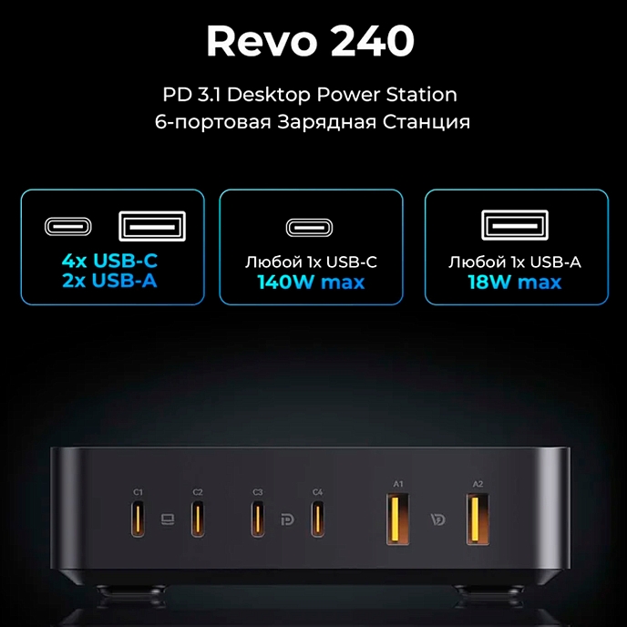 Сетевое зарядное устройство VOLTME Revo 240 Desktop Charger Black - рис.3