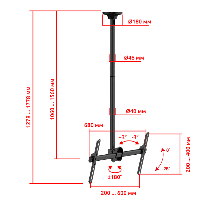 Кронштейн для монитора Uniteki LCD4246 Black - рис.1