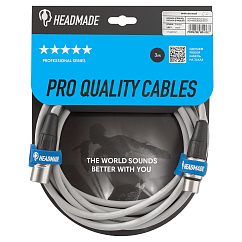 Кабель HeadMade Pro XLR-F - XLR-M Grey 3m