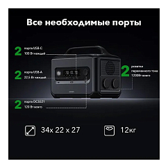 Зарядное устройство Ugreen GS1200 (15054) PowerRoam Portable Power Station Dark Grey