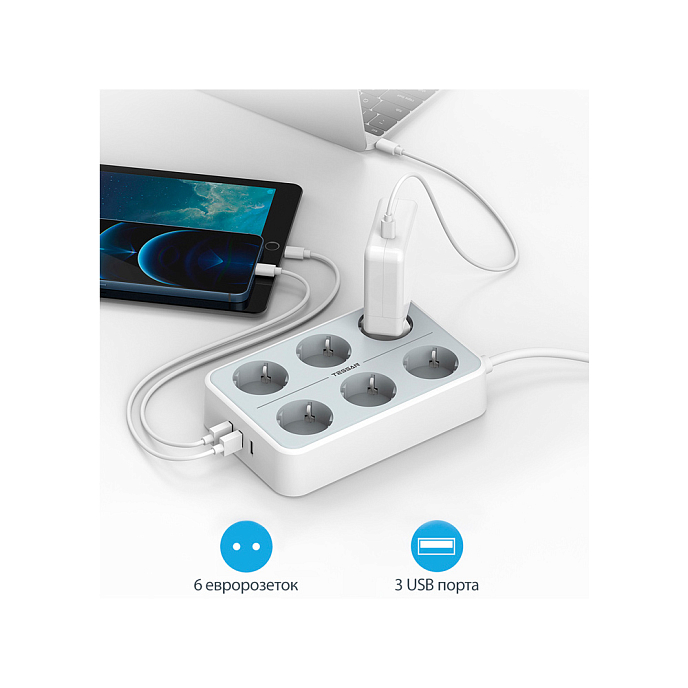 Сетевой фильтр Tessan TS-303 Grey - рис.3