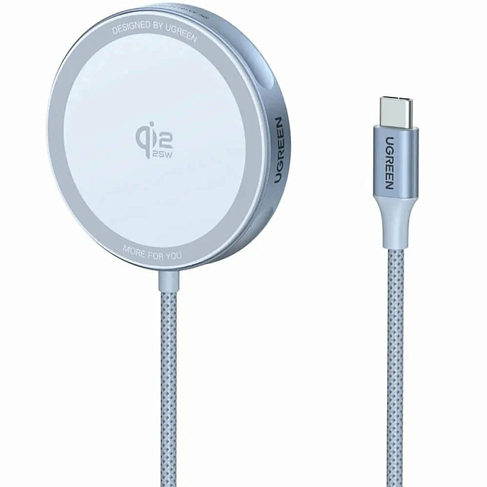 Беспроводная зарядная панель Ugreen W753 MagFlow 25W Magnetic Wireless Charger with USB-C 25W Silver - рис.0