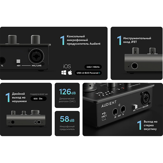 Аудиоинтерфейс Audient iD4 MKII Black - рис.5