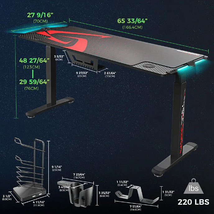 Компьютерный стол EUREKA ERK-EGD-S62B - рис.6