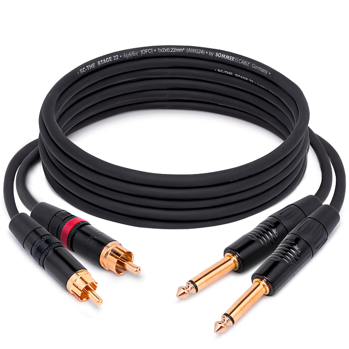 Кабель HeadMade Pro 2RCA - 2x6.3mm 3m - рис.0