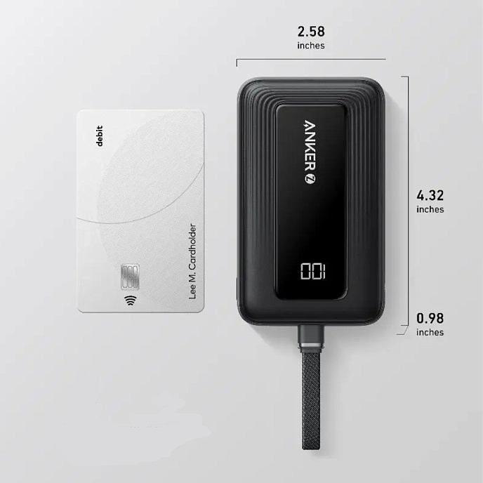 Внешний аккумулятор Anker Zolo Power Bank 10K 30W (Built-In USB-C Cable) Black - рис.13