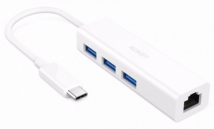 USB HUB Aukey USB-C to 3-USB 3.0 with Gigabit Ethernet (CB-C17) - рис.1