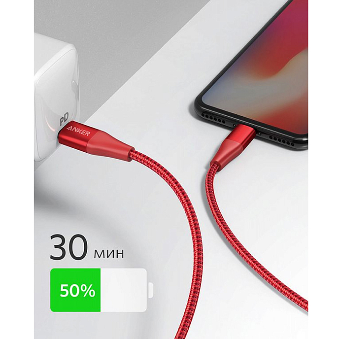 Кабель Anker PowerLine+ II USB-C - Lightning Red 1.8m - рис.5