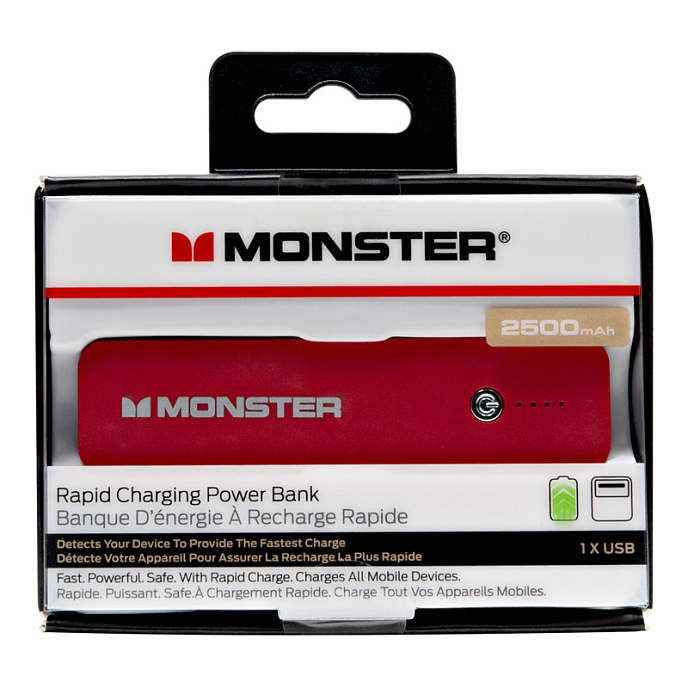 Внешний аккумулятор Monster Power Bank 2500mAh red - рис.4