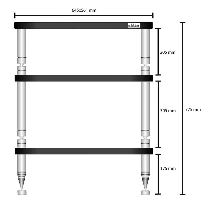 Стойка для Hi-Fi Solidsteel HF-3 Glossy Black - рис.1