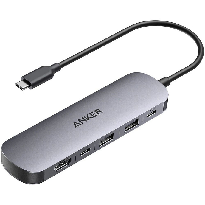 USB HUB Anker Nano USB-C Hub (7-in-1 4K HDMI) Grey - рис.0