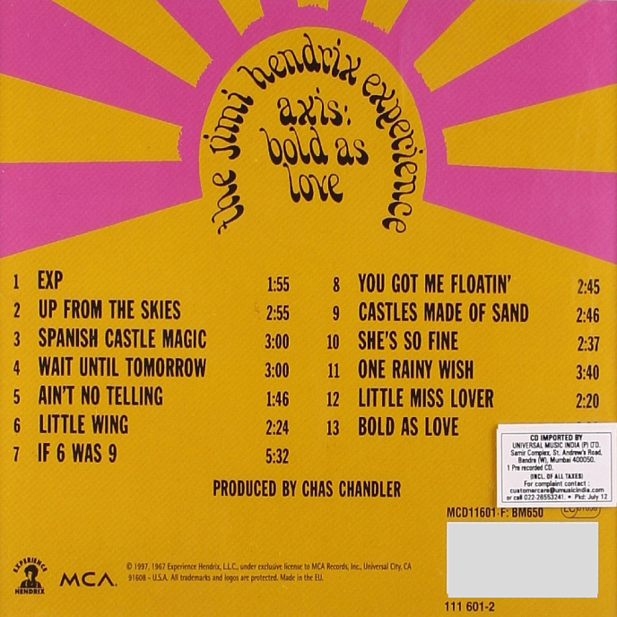 Виниловая пластинка The Jimi Hendrix Experience - Axis: Bold As Love (Stereo Version) LP - рис.1